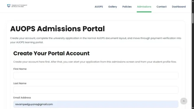 Auops admissions, lms & maintenance
